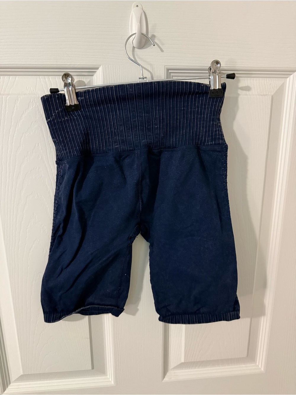 FP Movement by Free People Navy High-Waist Ribbed Bike Shorts